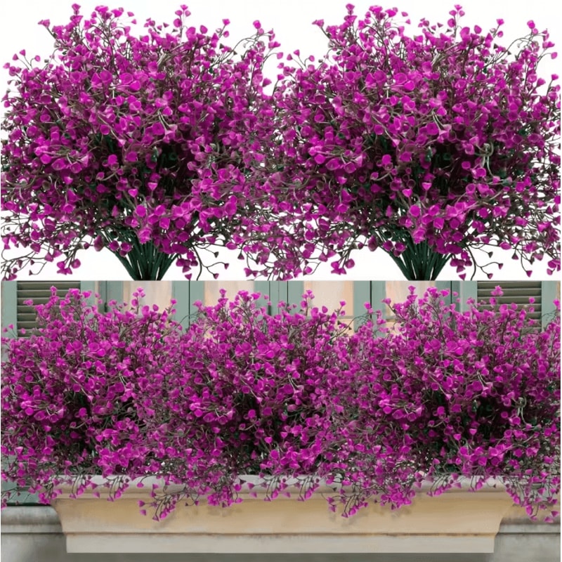 12 Bundles UV Resistant Artificial Outdoor Flowers Lifelike Plastic Shrubs For Garden Window Box 1