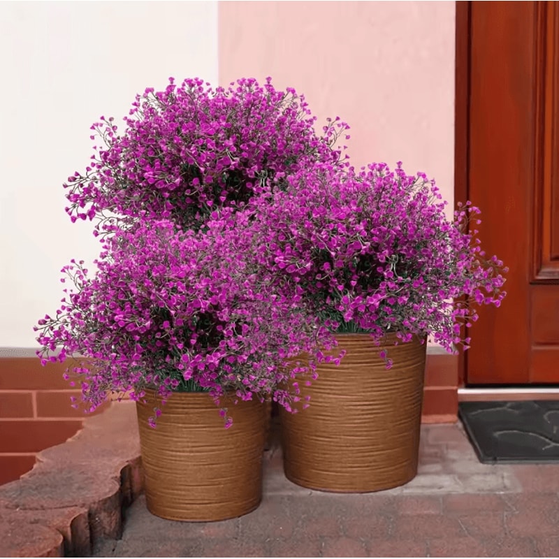 12 Bundles UV Resistant Artificial Outdoor Flowers Lifelike Plastic Shrubs For Garden Window Box 2