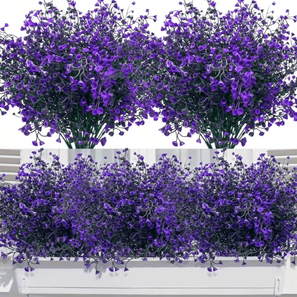 12 Bundles UV Resistant Artificial Outdoor Flowers Lifelike Plastic Shrubs For Garden Window Box 6