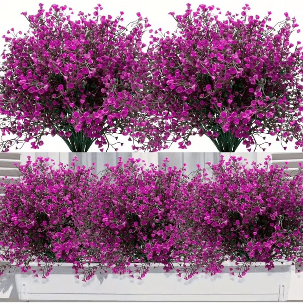12 Bundles UV Resistant Artificial Outdoor Flowers Lifelike Plastic Shrubs For Garden Window Box 7