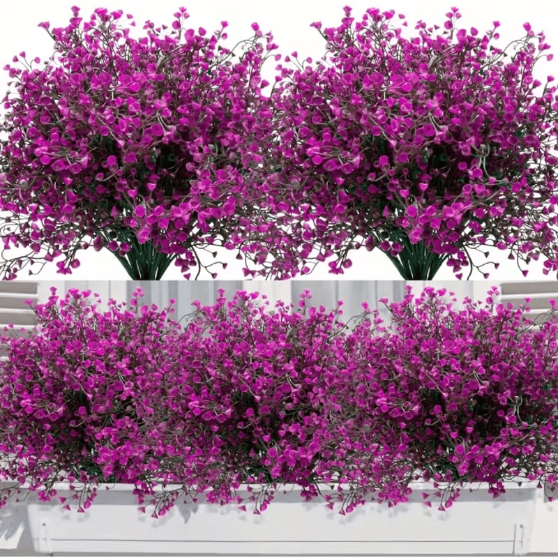 12 Bundles UV Resistant Artificial Outdoor Flowers Lifelike Plastic Shrubs For Garden Window Box 7