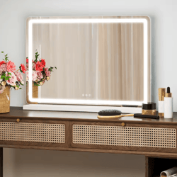 jhk led vanity mirror with lights – dimmable 3-color aluminum frame makeup & bathroom mirror