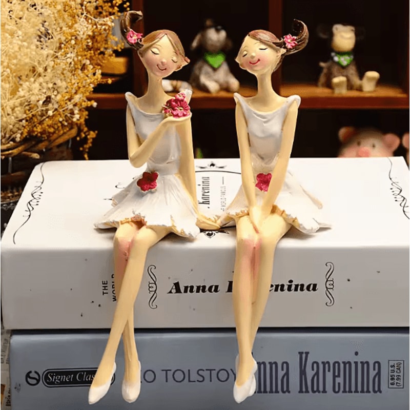 2PCS Angel Fairy Resin Figurines Elegant Nordic Style Home Wedding Decor 0