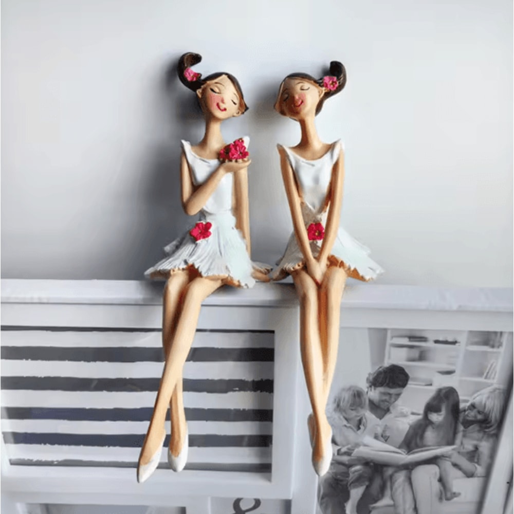 2PCS Angel Fairy Resin Figurines Elegant Nordic Style Home Wedding Decor 2