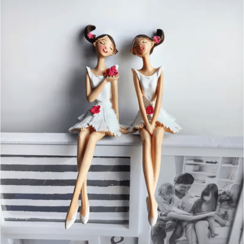 2PCS Angel Fairy Resin Figurines Elegant Nordic Style Home Wedding Decor 2