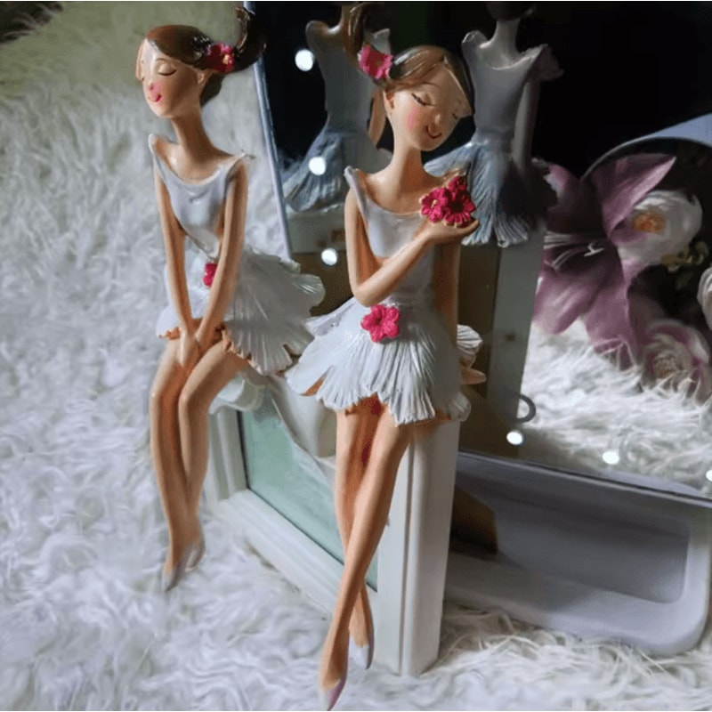 2PCS Angel Fairy Resin Figurines Elegant Nordic Style Home Wedding Decor 3