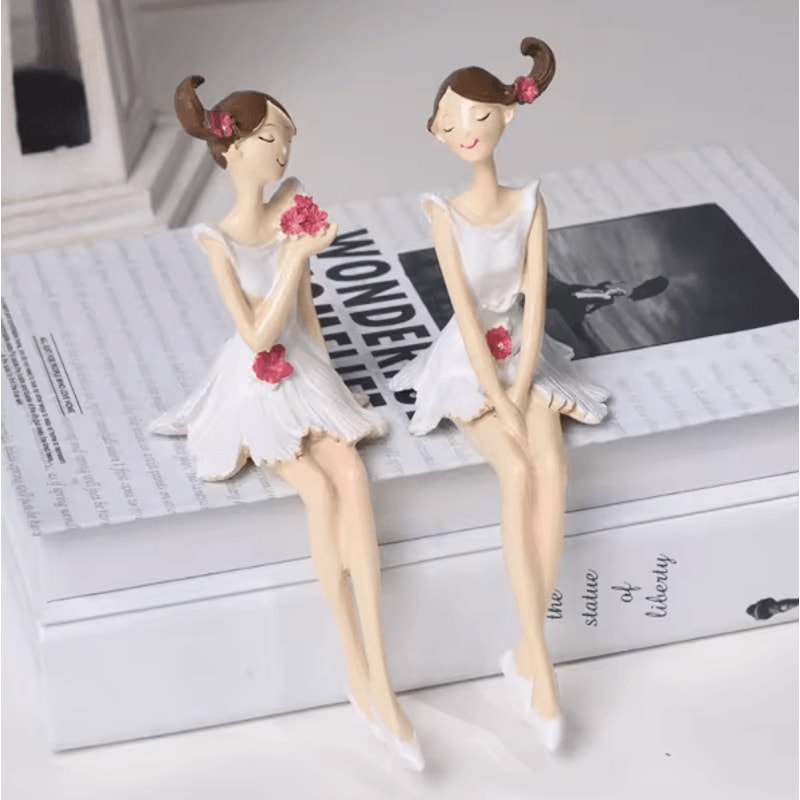 2PCS Angel Fairy Resin Figurines Elegant Nordic Style Home Wedding Decor 5