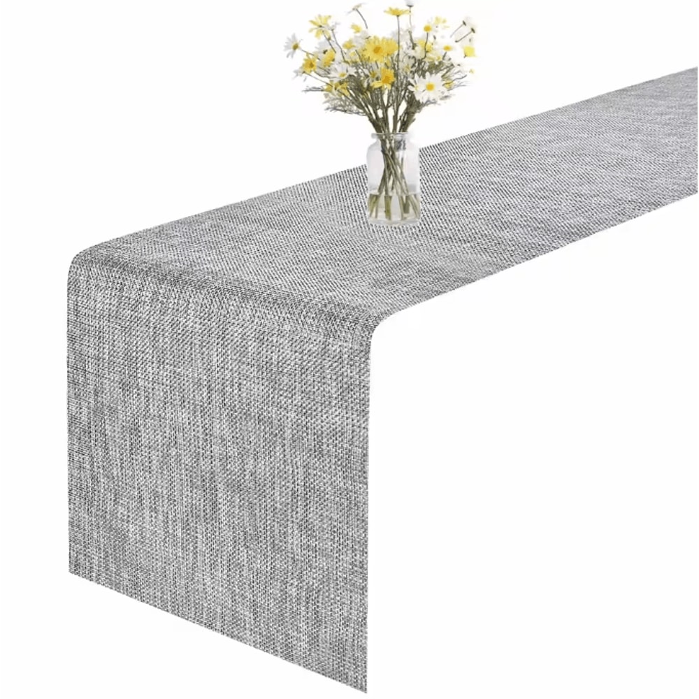 HeatResistant PVC Table Runner NonSlip Washable Vinyl Table Cover For Dining Kitchen Decor 0