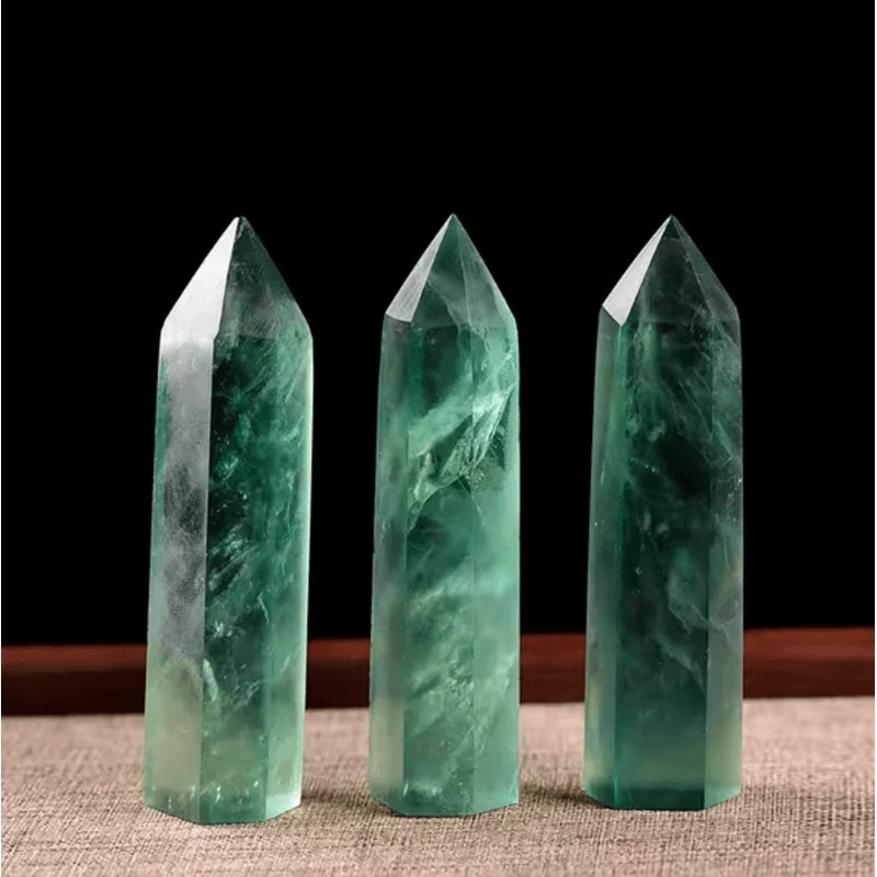 Natural Green Fluorite Crystal Wand Polished Obelisk Healing Stone Room Decor 0