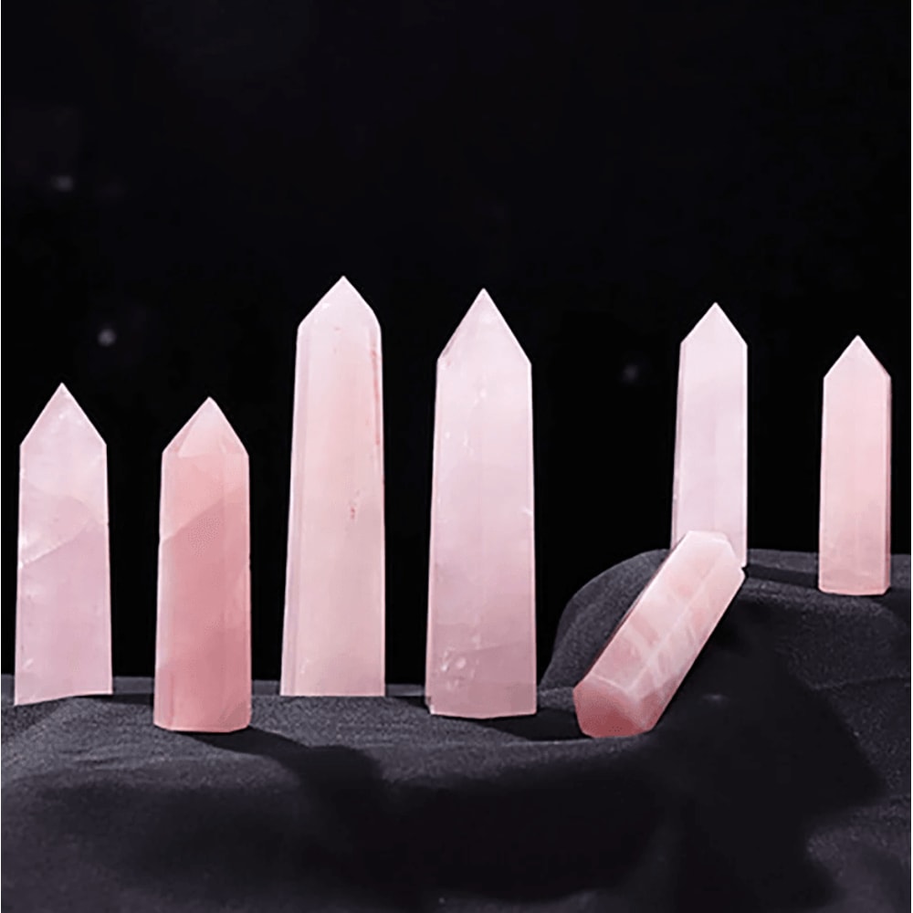 Natural Rose Quartz Crystal Point Polished Pink Quartz Obelisk Tower For Home Decor 1