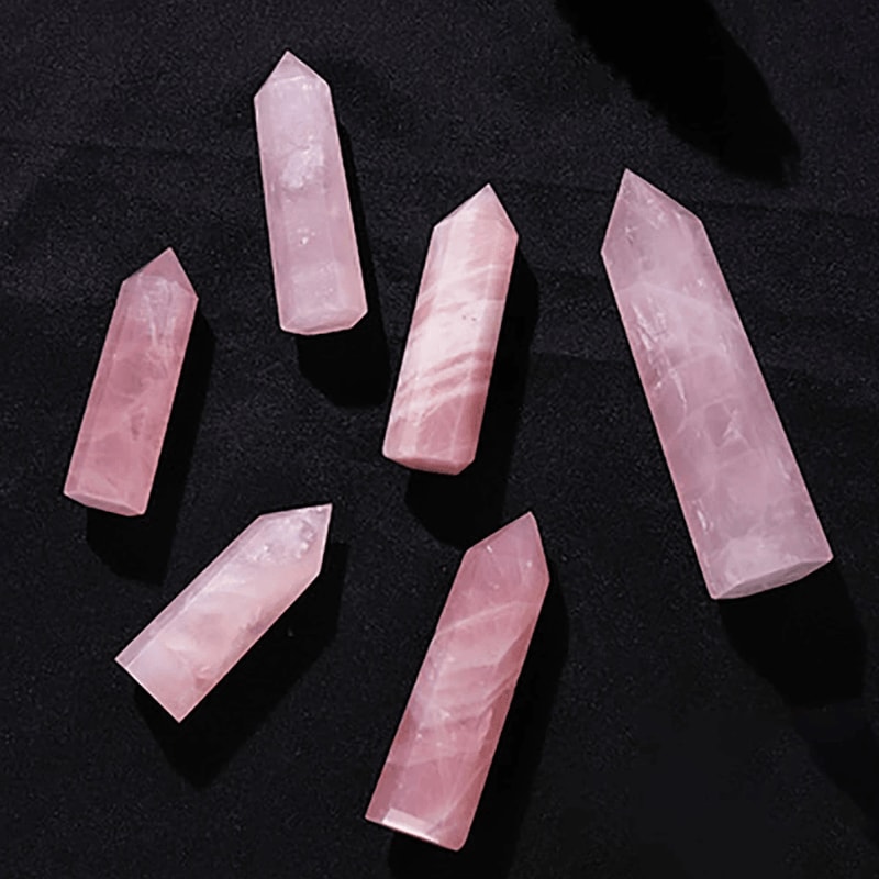 Natural Rose Quartz Crystal Point Polished Pink Quartz Obelisk Tower For Home Decor 2