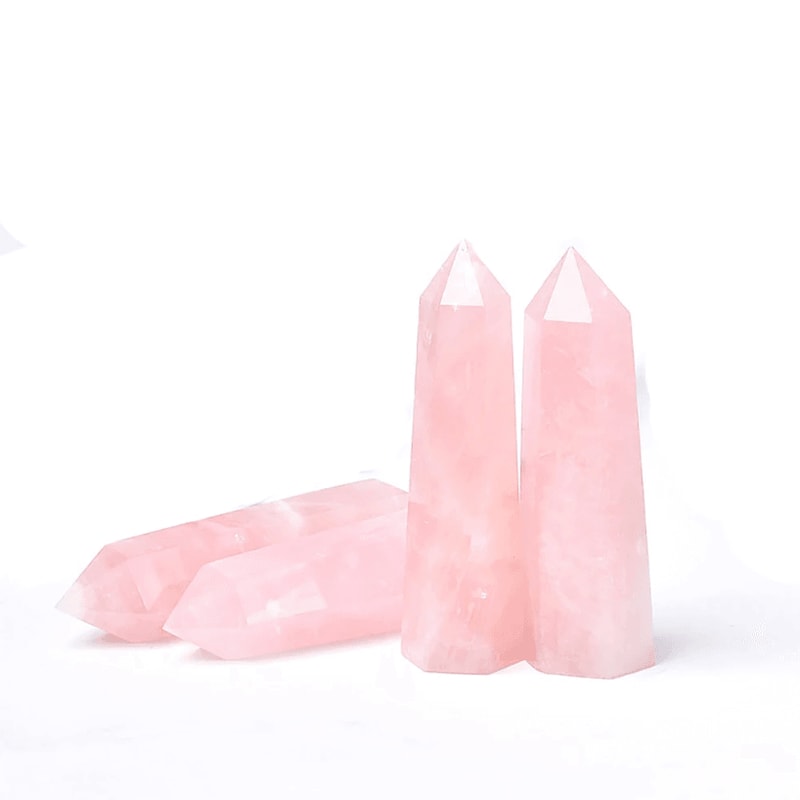 Natural Rose Quartz Crystal Point Polished Pink Quartz Obelisk Tower For Home Decor 4
