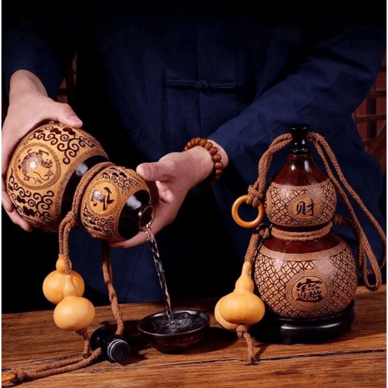 Natural Dried Wine Gourd Bottle Portable Traditional Flask For Outdoor Decorative Use 2