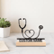 Custom Metal Stethoscope Sculpture Personalized Doctor Desk Decor With Wooden Base 0