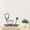 Custom Metal Stethoscope Sculpture Personalized Doctor Desk Decor With Wooden Base 1