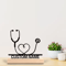 Custom Metal Stethoscope Sculpture Personalized Doctor Desk Decor With Wooden Base 1