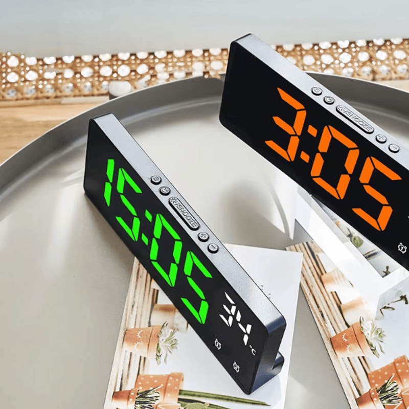 Voice Control LED Digital Alarm Clock Temperature Display Desk Clock With Night Mode 1