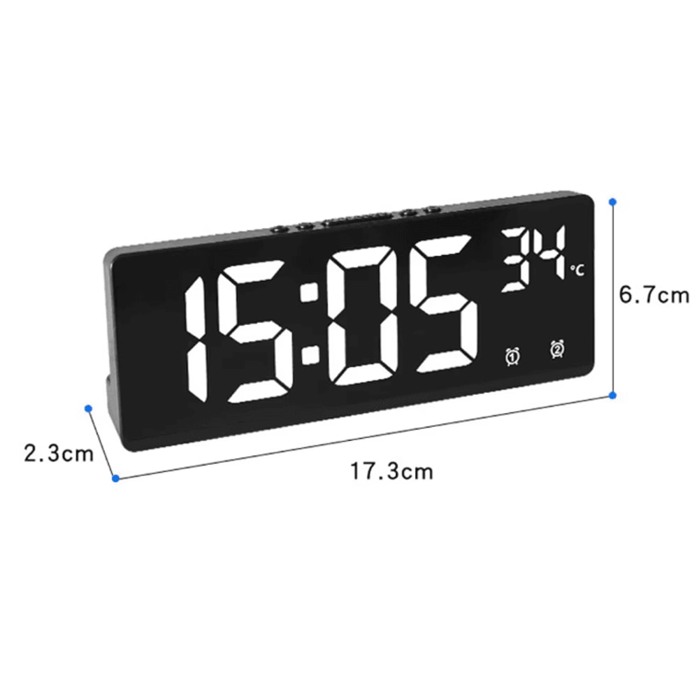 Voice Control LED Digital Alarm Clock Temperature Display Desk Clock With Night Mode 5