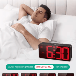 oria digital alarm clock – large display led dual alarm clock with snooze & dst