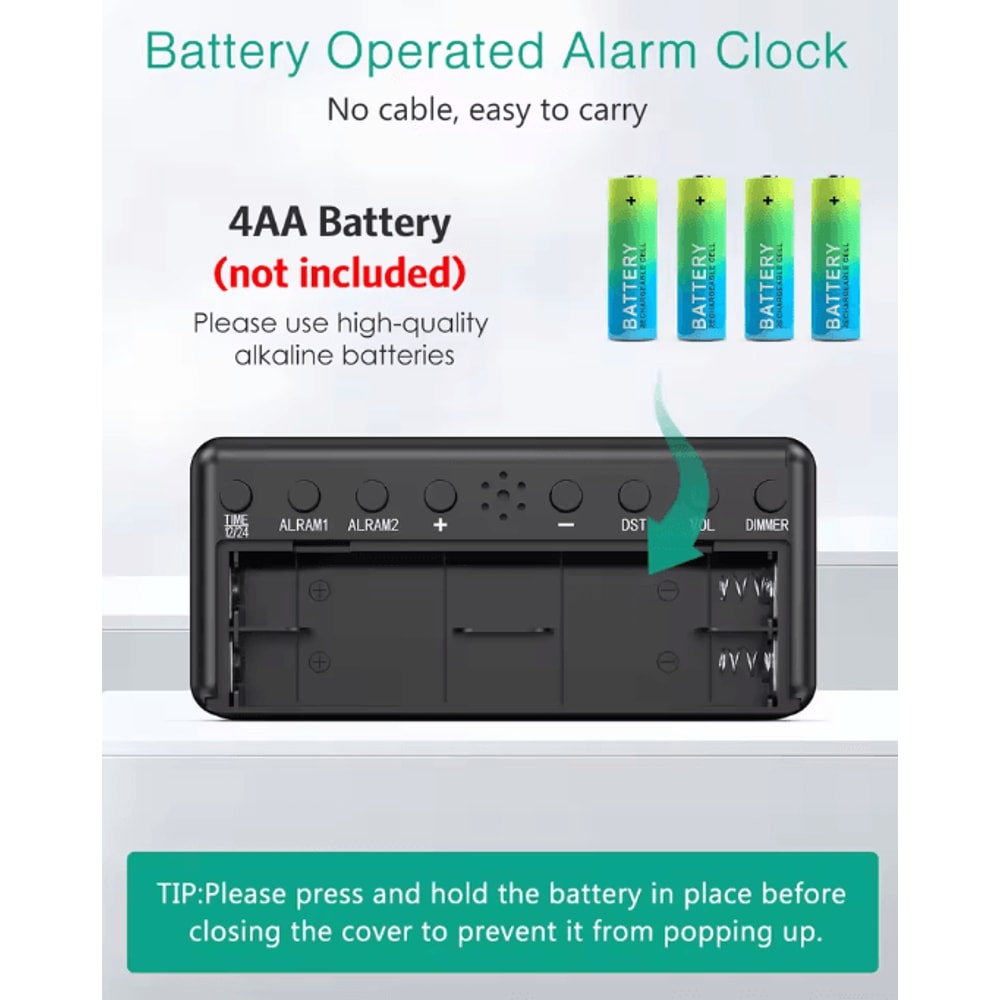 ORIA Digital Alarm Clock Large Display LED Dual Alarm Clock With Snooze DST 2