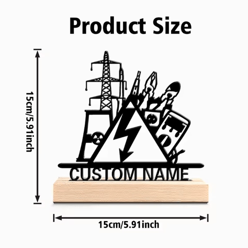 Custom Electrical Engineer Metal Sculpture Personalized Desk Decor With Wooden Base 2