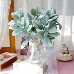 10pcs artificial lambs ear stems – realistic faux greenery for wedding bouquets & home decor