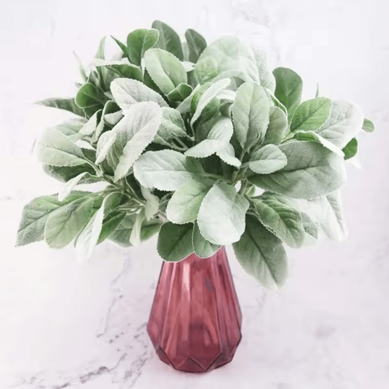 10PCS Artificial Lambs Ear Stems Realistic Faux Greenery For Wedding Bouquets Home Decor 2