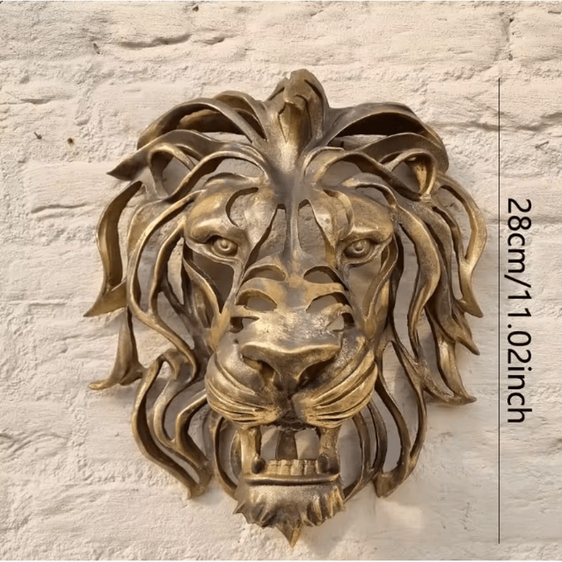 Large Gold Lion Head Wall Sculpture Luxury Resin Wall Art For Living Room Bedroom Decor 6