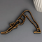 Abstract Yoga Lady Metal Sculpture Modern Meditation Figurine With Wooden Base 2