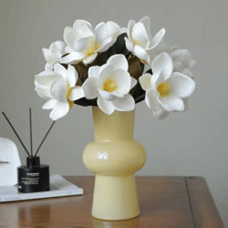 artificial magnolia flower bundle – elegant 3-branch silk floral decor for home & table styling