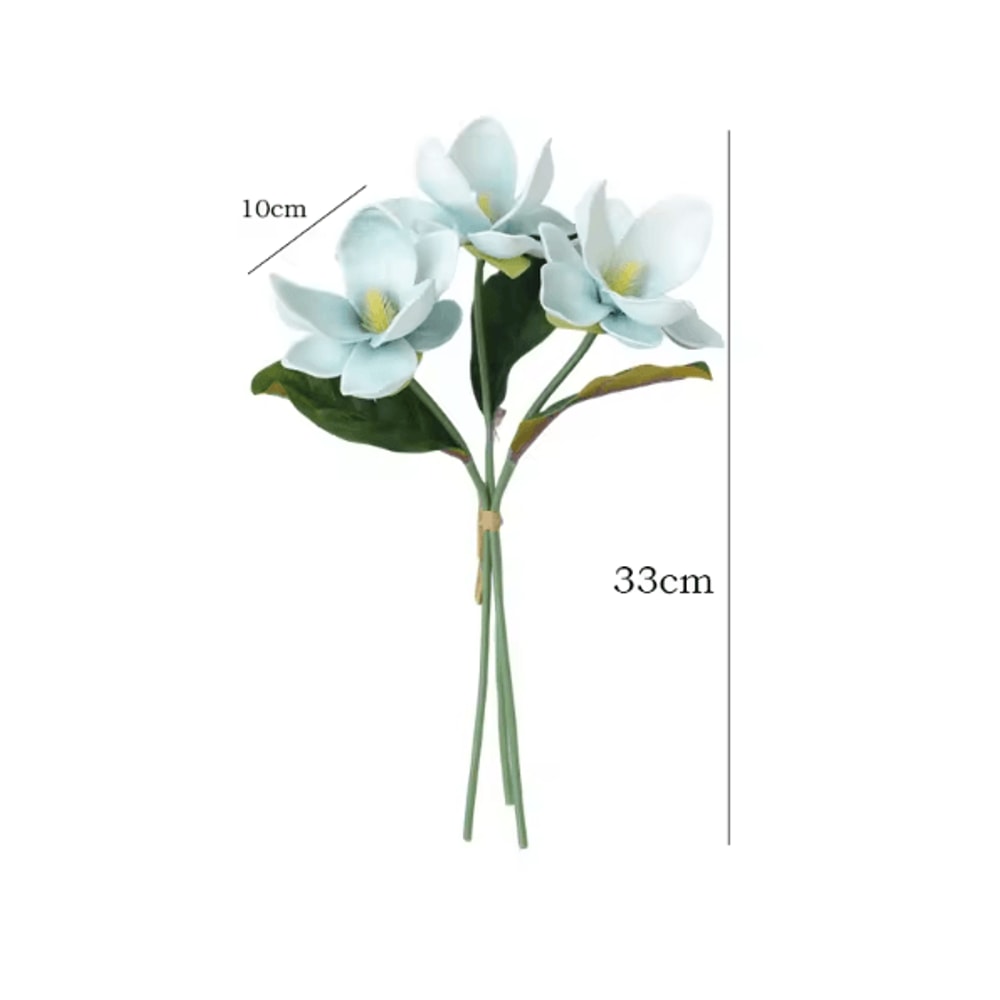 Artificial Magnolia Flower Bundle Elegant 3Branch Silk Floral Decor For Home Table Styling 4