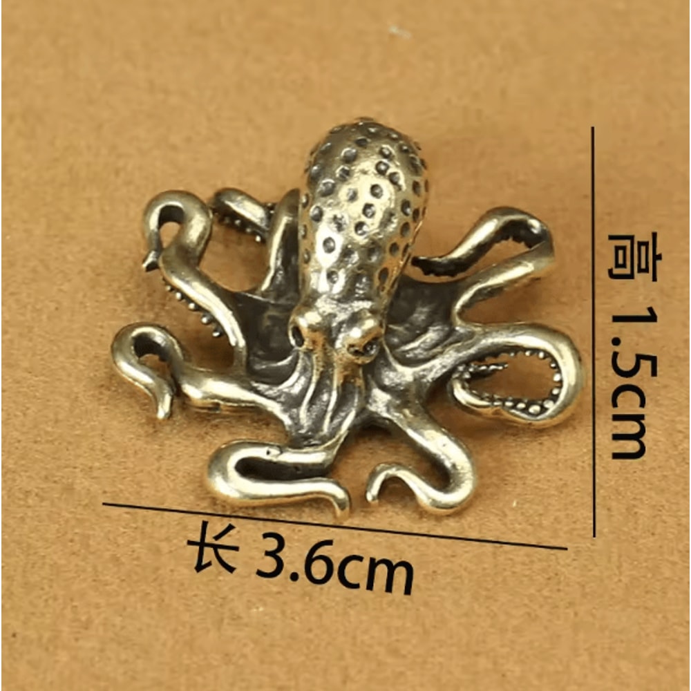 Retro Brass Octopus Figurine Vintage Metal Sea Animal Ornament For Desk Home Decor 5