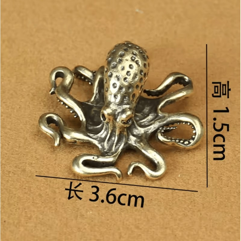 Retro Brass Octopus Figurine Vintage Metal Sea Animal Ornament For Desk Home Decor 5