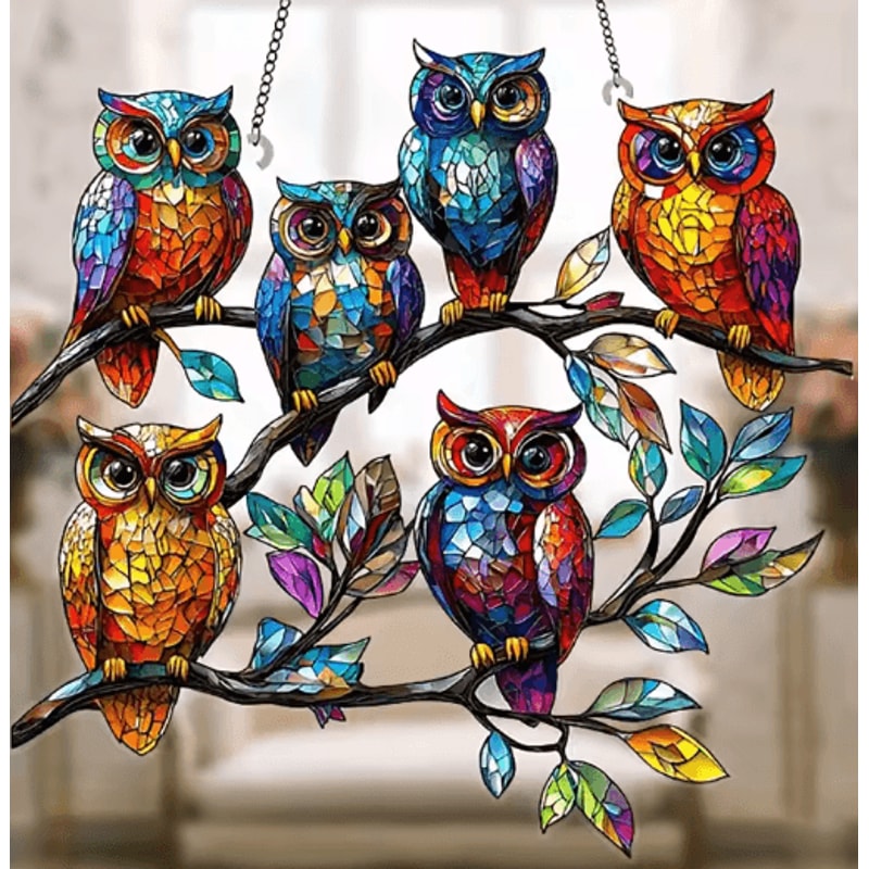 Colorful Owl Pendant Light Decorative Animal Hanging Lamp For Home Garden 0
