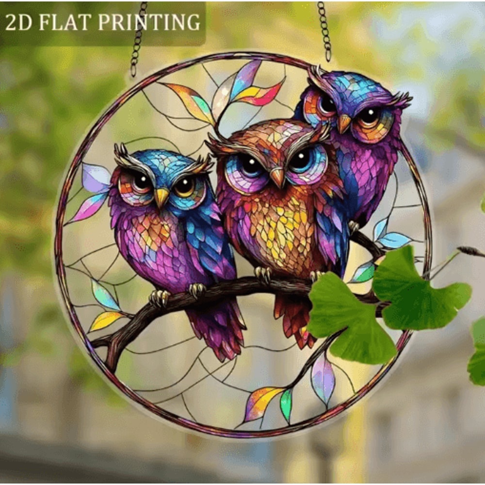 Colorful Owl Pendant Light Decorative Animal Hanging Lamp For Home Garden 1