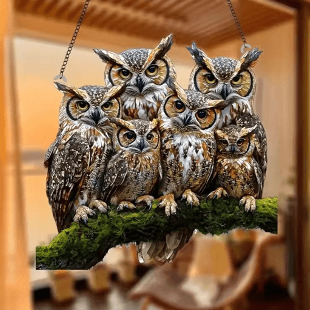 Colorful Owl Pendant Light Decorative Animal Hanging Lamp For Home Garden 2