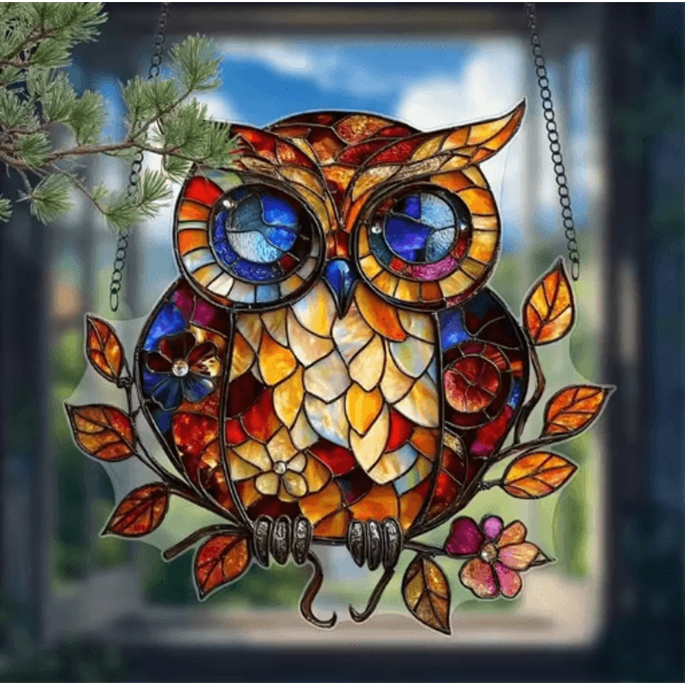 Colorful Owl Pendant Light Decorative Animal Hanging Lamp For Home Garden 4
