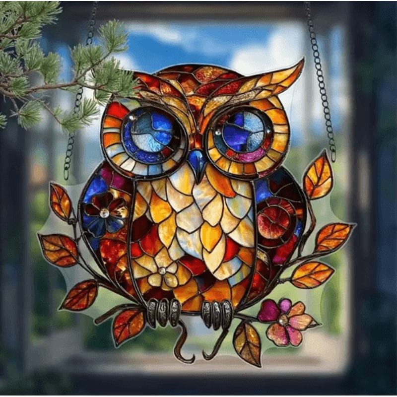 Colorful Owl Pendant Light Decorative Animal Hanging Lamp For Home Garden 4