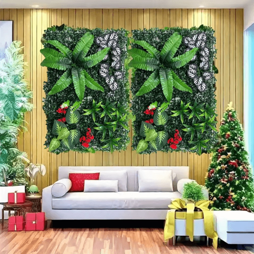 Artificial Plant Wall Panel Lifelike Greenery Decor For Indoor Outdoor Walls 2