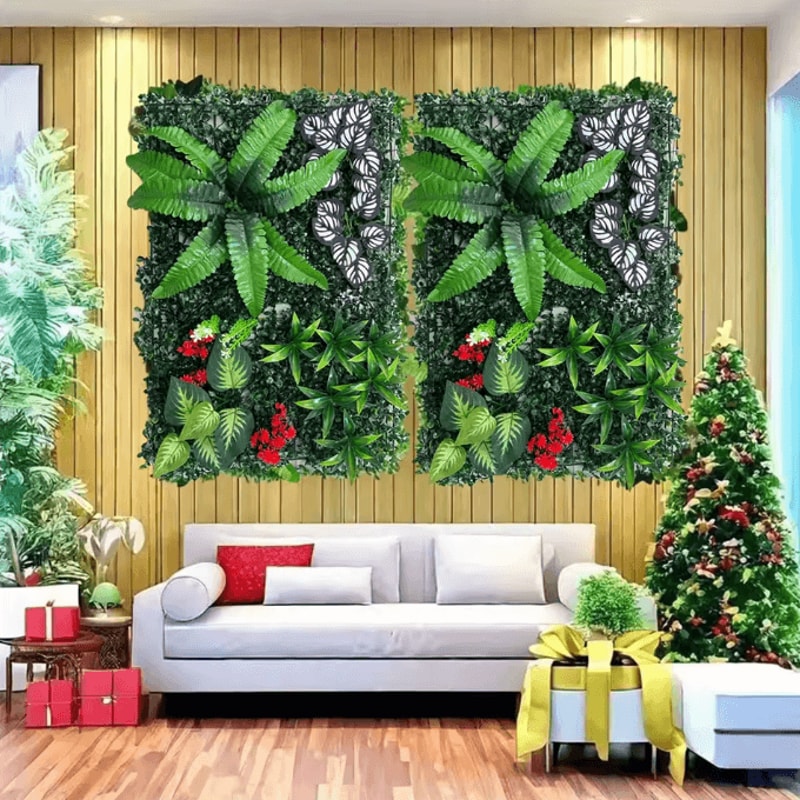 Artificial Plant Wall Panel Lifelike Greenery Decor For Indoor Outdoor Walls 2