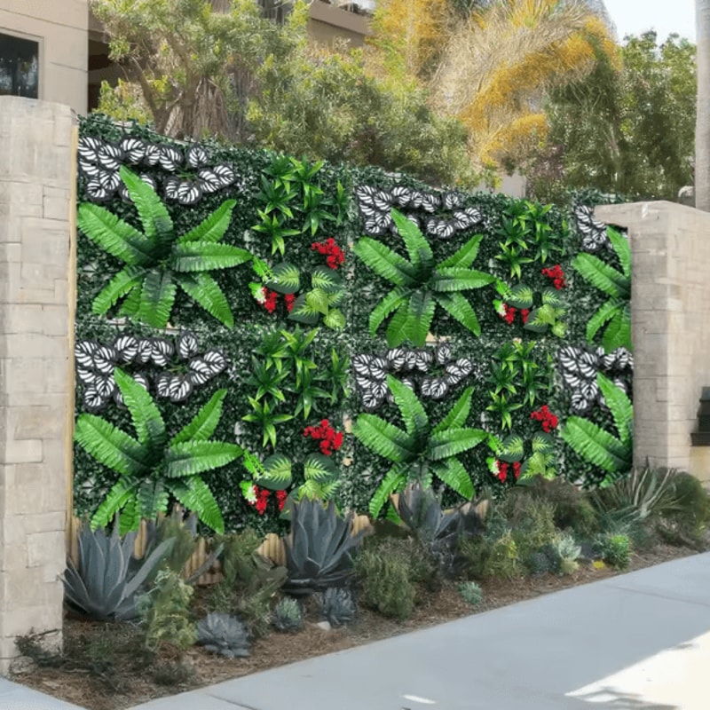 Artificial Plant Wall Panel Lifelike Greenery Decor For Indoor Outdoor Walls 3