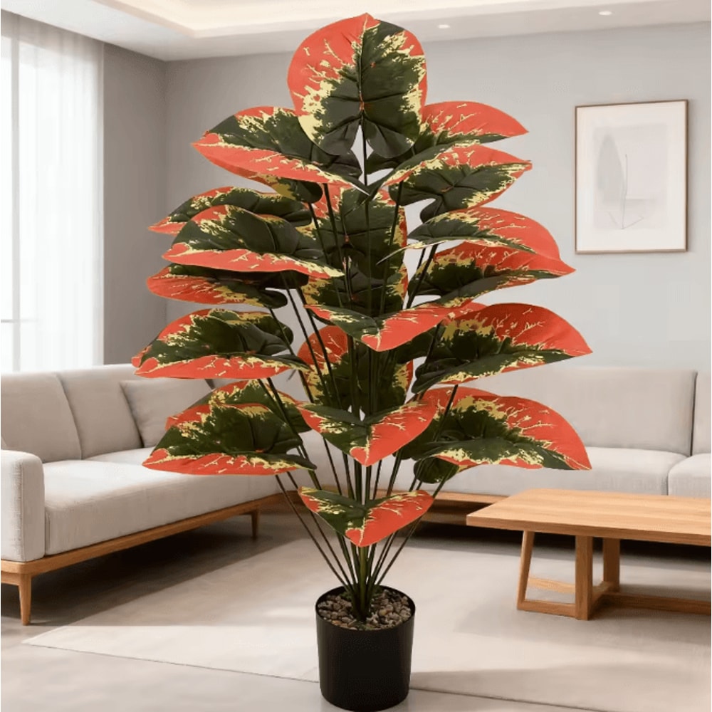 Color Block Artificial Tropical Plant 24Leaf Decorative Faux Greenery For Indoor Outdoor Spaces 0