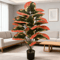 Color Block Artificial Tropical Plant 24Leaf Decorative Faux Greenery For Indoor Outdoor Spaces 0