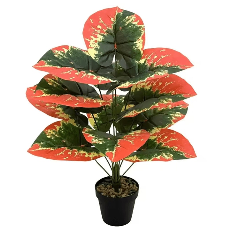 Color Block Artificial Tropical Plant 24Leaf Decorative Faux Greenery For Indoor Outdoor Spaces 2
