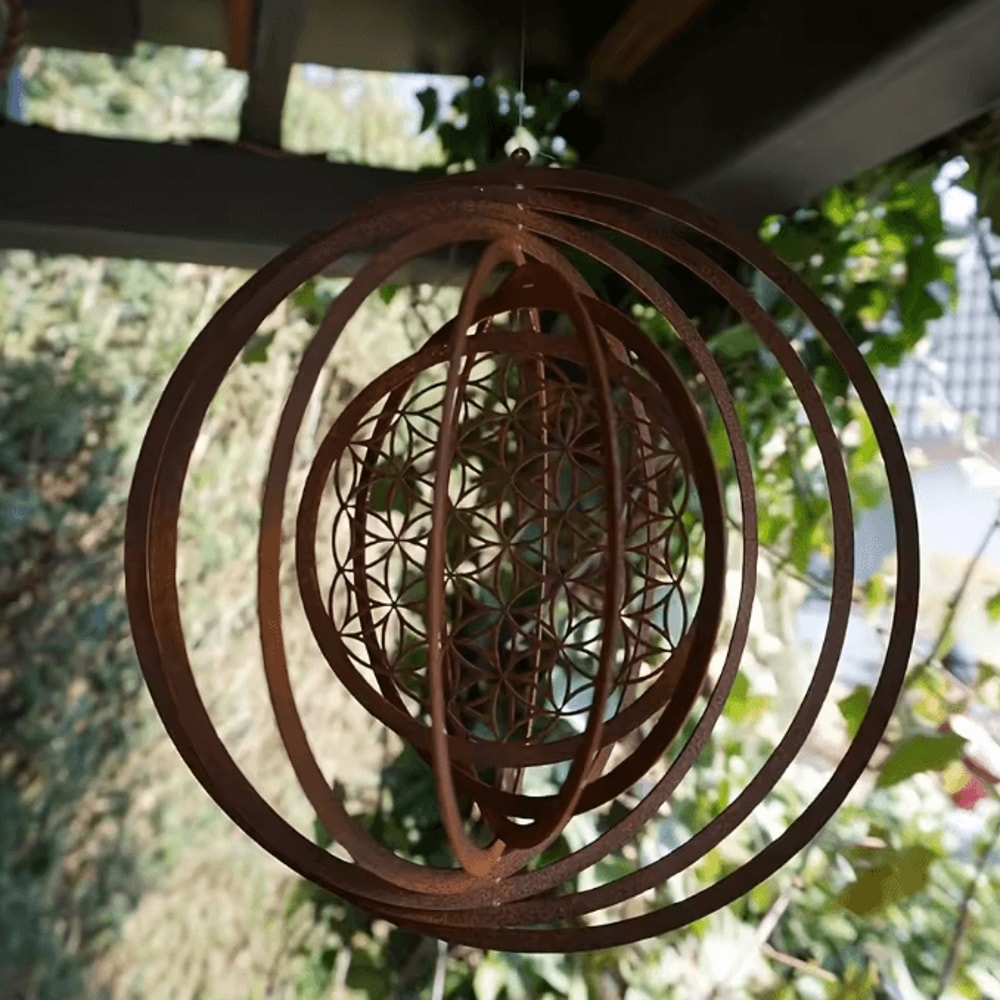 Rustic Metal Spiral Wind Spinner Hanging Weather Vane Decor For Balcony Garden Window 0