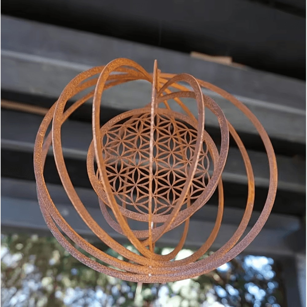 Rustic Metal Spiral Wind Spinner Hanging Weather Vane Decor For Balcony Garden Window 2
