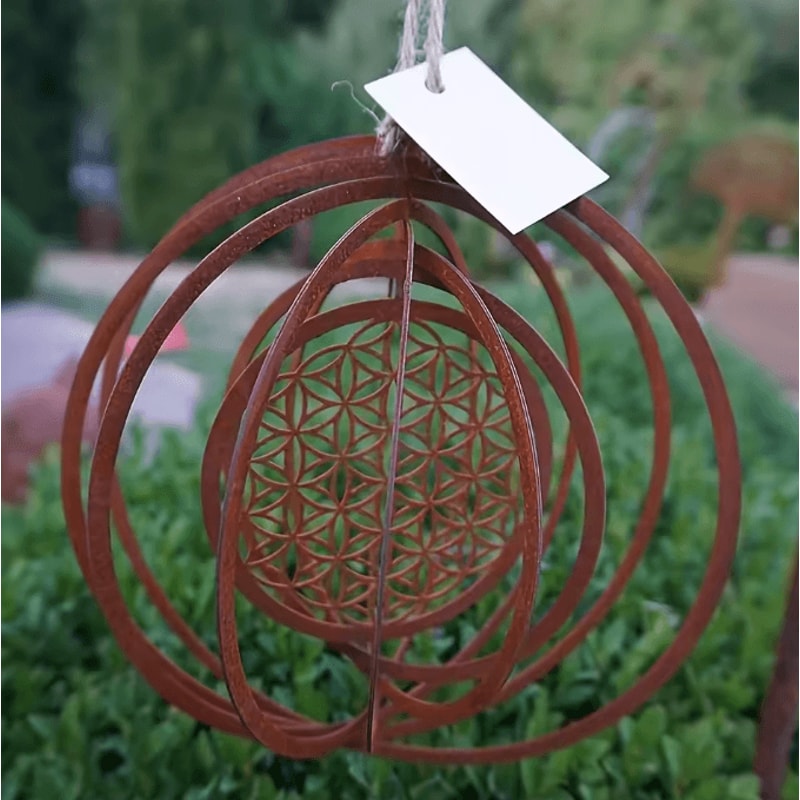 Rustic Metal Spiral Wind Spinner Hanging Weather Vane Decor For Balcony Garden Window 3