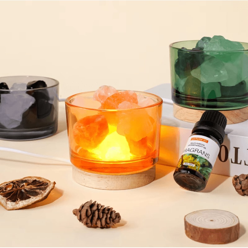 AuraGlow Natural Rose Quartz Crystal Aromatherapy Lamp For Relaxation Home Decor 1