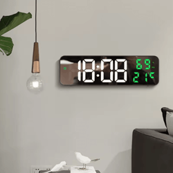 timemax 9-inch led digital wall clock with temperature & humidity display