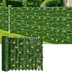 sunbloom artificial ivy privacy fence screen with sunflowers for outdoor decor